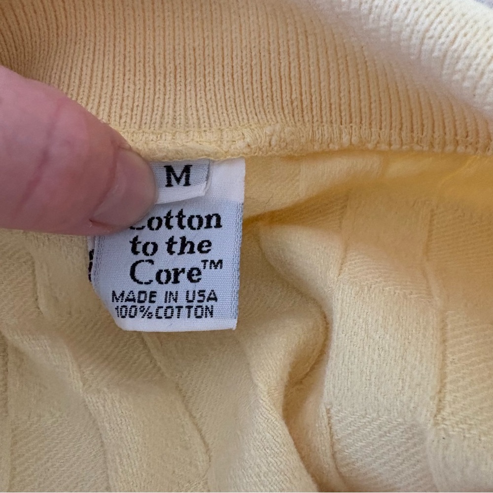 Vintage Cotton to the Core Buttercream Yellow Basketweave Knit Sweater Sz M - Picture 6 of 8